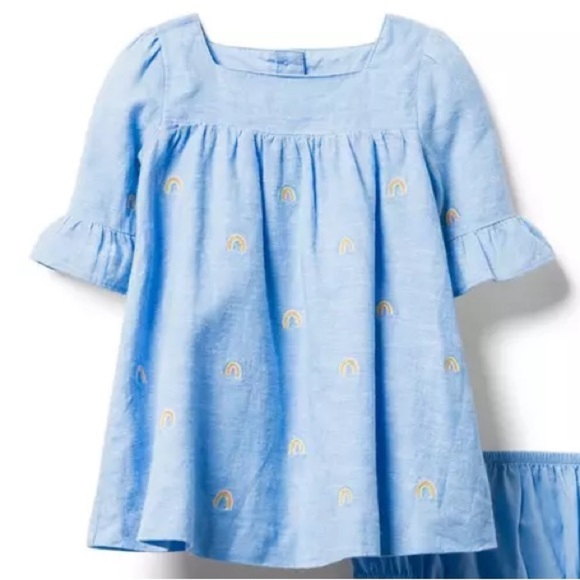 Janie and Jack Other - Janie And Jack Embroidered Rainbow Dress 12-18 M Flutter Sleeve Infant Toddler